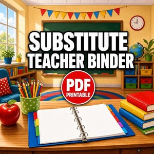 Substitute Teacher Binder Printable | Emergency Sub Plans Forms, Classroom Info Sheets, Sub Folder, Sub Binder PDF