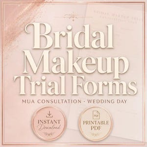Bridal Makeup Trial Forms | MUA Consultation Wedding Day Schedule Kit