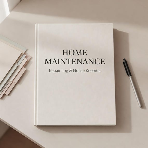 Home Maintenance Binder Printable, Repair Log and House Records Organizer PDF Word