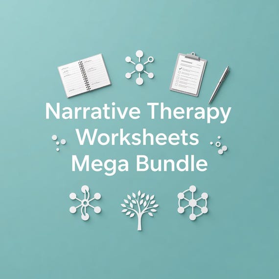 Narrative Therapy Worksheets Mega Bundle, Counseling Tools and Prompt Cards preview image from SteadyStackStudio