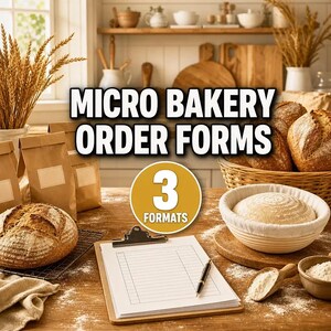 Micro Bakery Order Form and Sourdough Labels | Cottage Bakery Order Tracker, Porch Pickup Sign, Starter Labels PDF