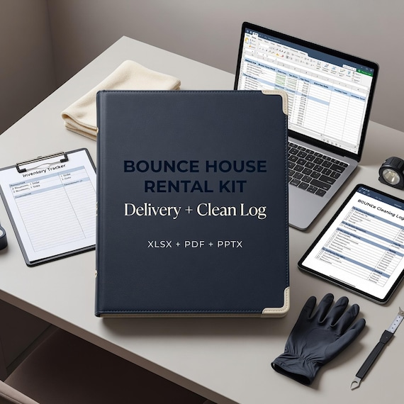 Bounce House Rental Delivery Checklist, Cleaning Log and Inventory Tracker