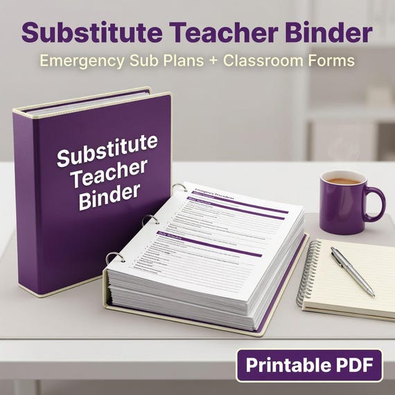 01 substitute teacher binder emergency sub plans