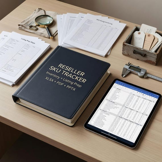 Reseller Inventory Spreadsheet, Thrift SKU Tracker and Listing Prep Checklist