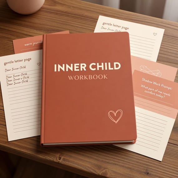 Inner Child Workbook Printable, Self Compassion Worksheets and Shadow Work Journal PDF actual PDF cover preview