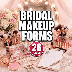 Bridal Makeup Consultation Form | Makeup Artist Forms, Trial Booking Form, MUA Client Intake, Contract, Wedding Day Timeline PDF Word Excel