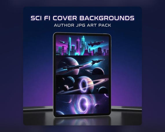 Sci Fi Book Cover Backgrounds, Futuristic Space JPG Art Pack for Authors preview image from SteadyStackStudio