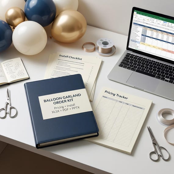 Balloon Garland Event Order Form, Install Checklist and Pricing Tracker