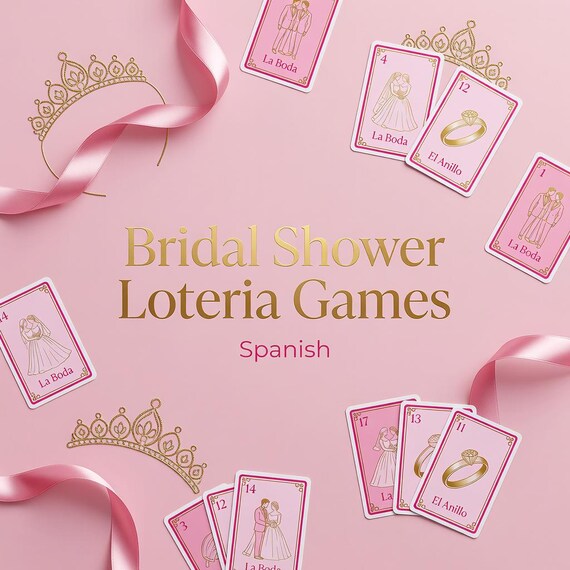 Bridal Shower Loteria Games, Spanish Bachelorette Party Bundle PDF preview image from SteadyStackStudio