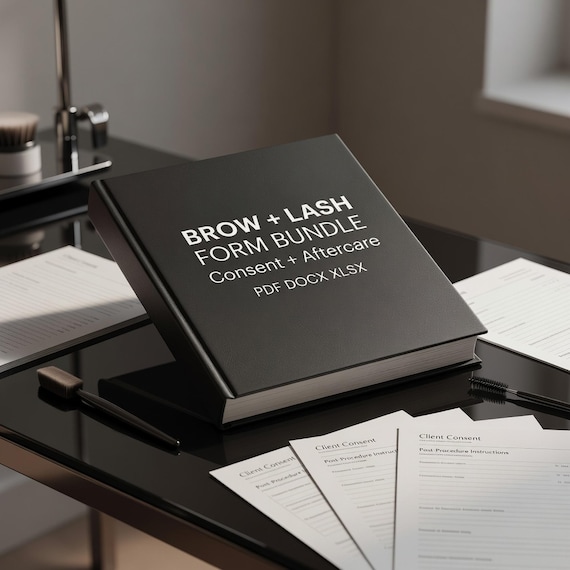 Brow Lamination Consent Form, Lash Lift Intake Aftercare Templates actual form and workbook preview 1
