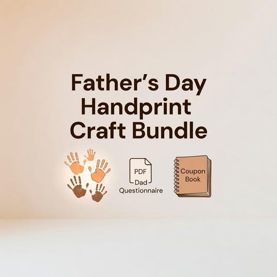 Father's Day Handprint Craft Bundle, Dad Questionnaire and Coupon Book PDF preview image from SteadyStackStudio