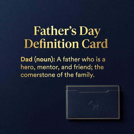 Father's Day Definition Card Printable, Dad Grandpa Gift Card Holder PDF preview image from SteadyStackStudio
