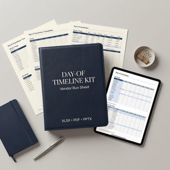 Day of Coordinator Timeline Spreadsheet, Wedding Vendor Run Sheet and Checklist