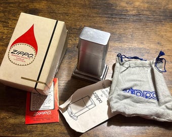 Zippo Barcroft Brushed Chrome Table Desk Lighter in Box, Chamois Bag & Manual