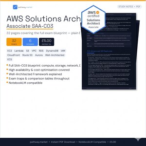 AWS Solutions Architect Associate SAA-C03 Study Notes — 32-Page PDF/ White or Navy background available