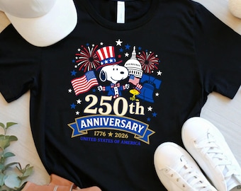 Snoopy Patriotic T-Shirt, 250th Anniversary 1776 2026 Graphic Tee, USA Independence Day Apparel
