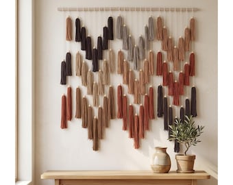 Arte de pared de macramé, decoración de pared grande estilo boho, tapiz de pared tejido, tapiz de macramé, decoración de pared de algodón hecha a mano, fondo con cuentas, arte de pared de fibra,