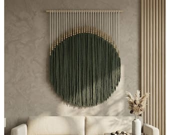 Arte mural de macramé, tapiz mural grande de hilo de 55x39, decoración de pared bohemia, tapiz de pared tejido, tapiz de macramé, arte mural de fibra, decoración del hogar hecha a mano