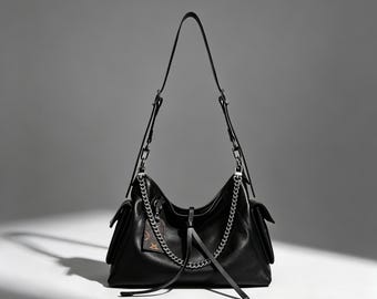 Calm Relax Full Grain Leather Hobo Bag Multi Strap Stress Free Shoulder Tote