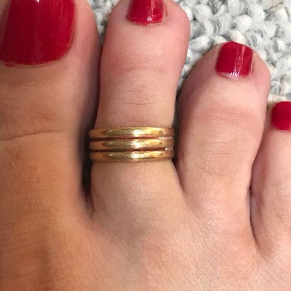 Gold Tone Toe Ring, Triple Strand Toe Ring,Adjustable Toe Ring,Gold Toe Ring, Toe Ring
