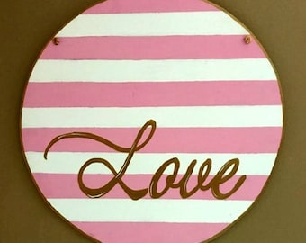 Love,Love Art,Love Wall Art,Love Wall Sign,Love Sign,Love Wooden Sign,Pink Love, Pink Love Sign,Wall Art, Wall Decor,Wall Hanging,Gold Decor