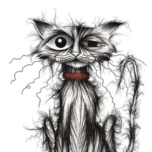 Ugly the cat Print download Nasty shabby scruffy pet puss kitten kitty pussycat moggie with bent tail and grumpy face who's in a bad mood