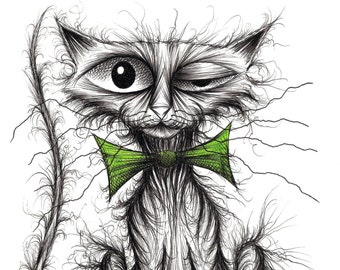 Rupert the cat Print download Nasty shabby scruffy skinny pet puss kitty pussycat moggie with grumpy face who's in a bad mood Animal image