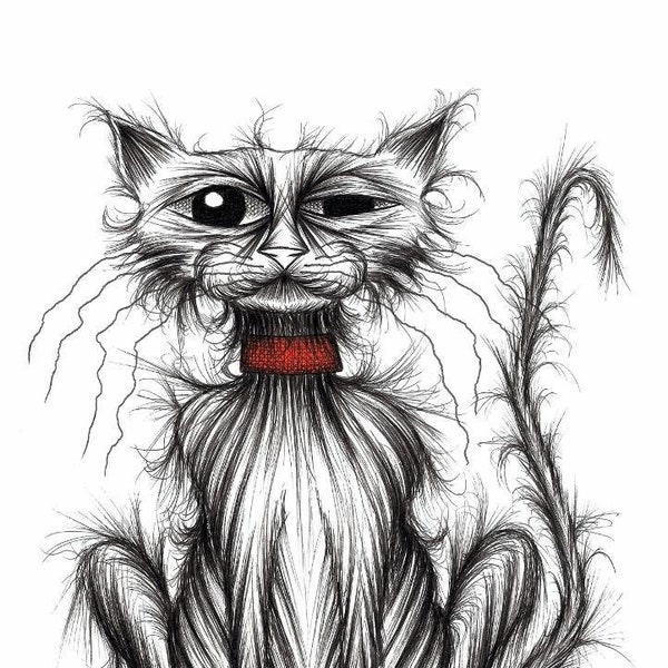 Mr Grump Print download Miserable scruffy shabby kitty cat in a really bad mood Tatty pet puss who's quite annoyed Funny animal art picture