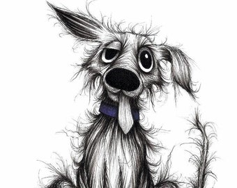 My horrid dog Print download Quite cute but horrible nasty smelly pet doggie pooch with sticky out tongue and sticking up ear Printable art