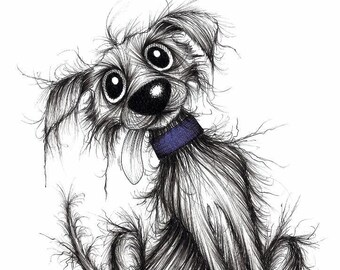 Mr Stinker Print download Stinky smelly filthy scruffy shabby pet pooch with sticky out tongue and cute face who's really desperate for love