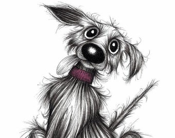 Mr Woof Print download Noisy loud barking pet pooch who's looking for attention Cute pup hound with friendly face Printable animal picture