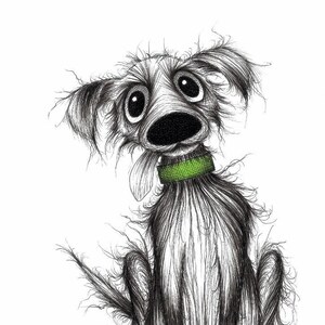 Fido the dog Print download Ultra cute friendly little puppy doggie pooch with sticky out tongue in green collar Sweet pets Animal picture