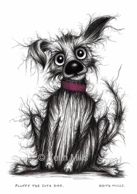 Fluffy The Cute Dog Print A4 Size Picture Adorable And Etsy