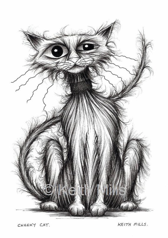 Chat Effronte Imprimer Taille Image Funky Mignon Chat Chat Etsy France