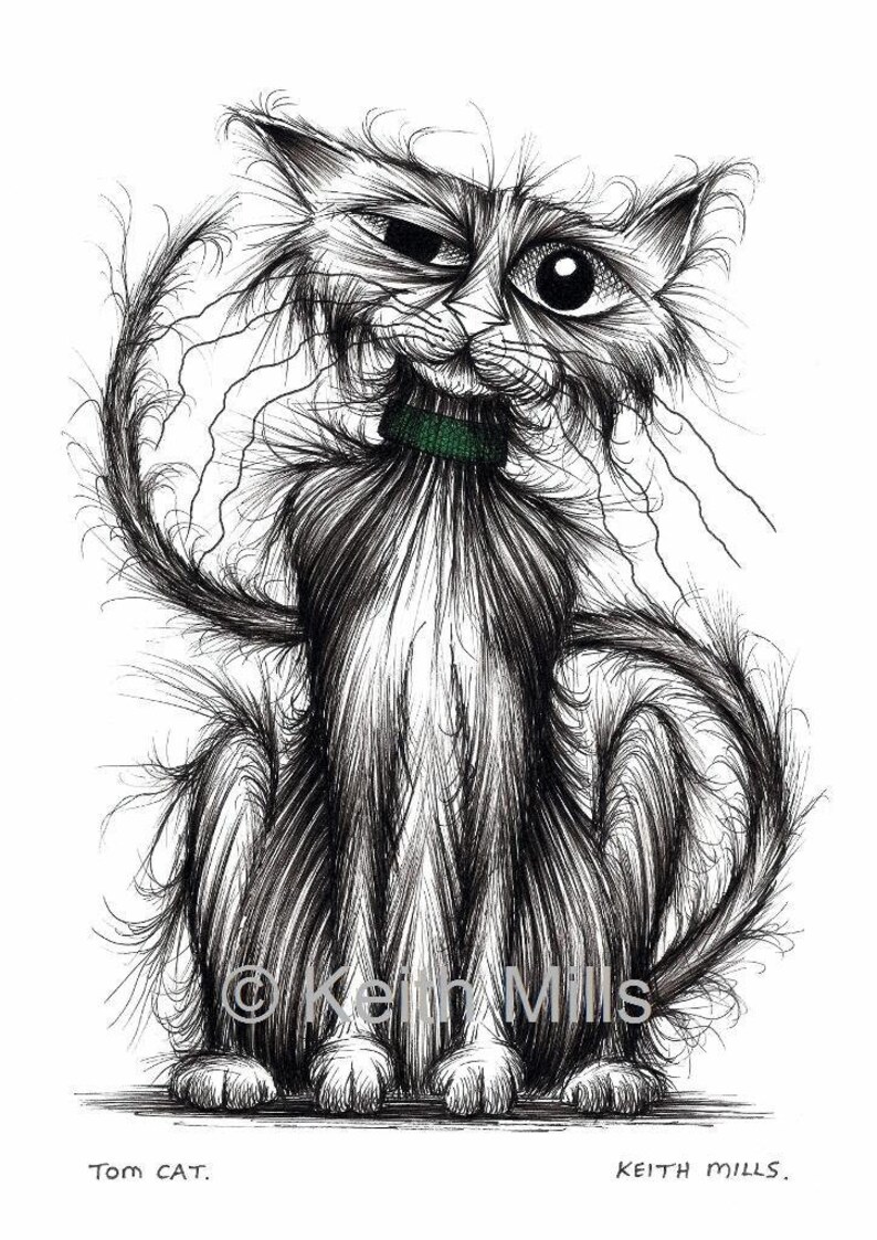 Digital download of a very shabby, scruffy 
 cat with a long tail. He looks like a very mischievous kitty indeed. A JPEG image to print yourself. Perfect for making things like greeting cards, prints and gifts yourself at a really affordable price.