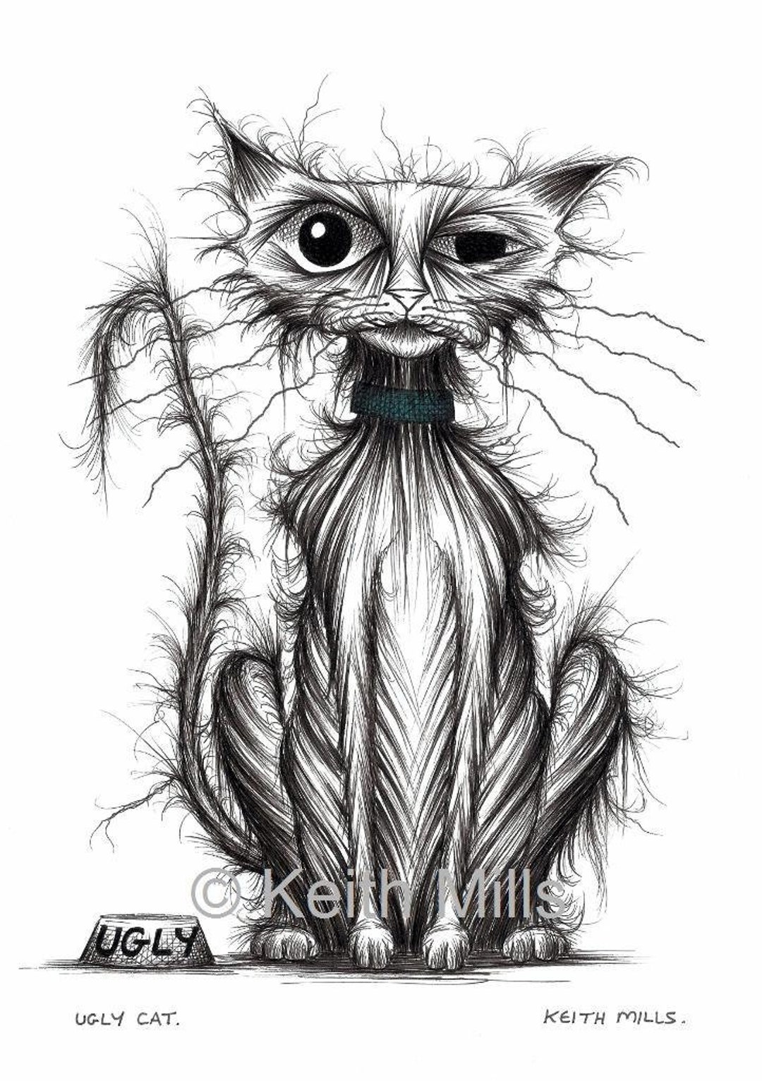Bad Cat Print A4 Size Picture Naughty Scruffy Miserable - Hong Kong