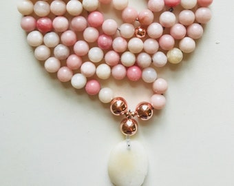 Opal & Jade Mala, Rose Gold, Meditation, 108, Mala, Yoga Schmuck, Mala Halskette, Reiki, Edelstein Halskette, spirituelle sende