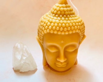 Buddha Kopf Bienenwachs Kerze, meditieren, Kerze, Bienenwachs, dekorativ, sauber brennen, handgemacht, handgegossen, Wohnkultur, Trendy