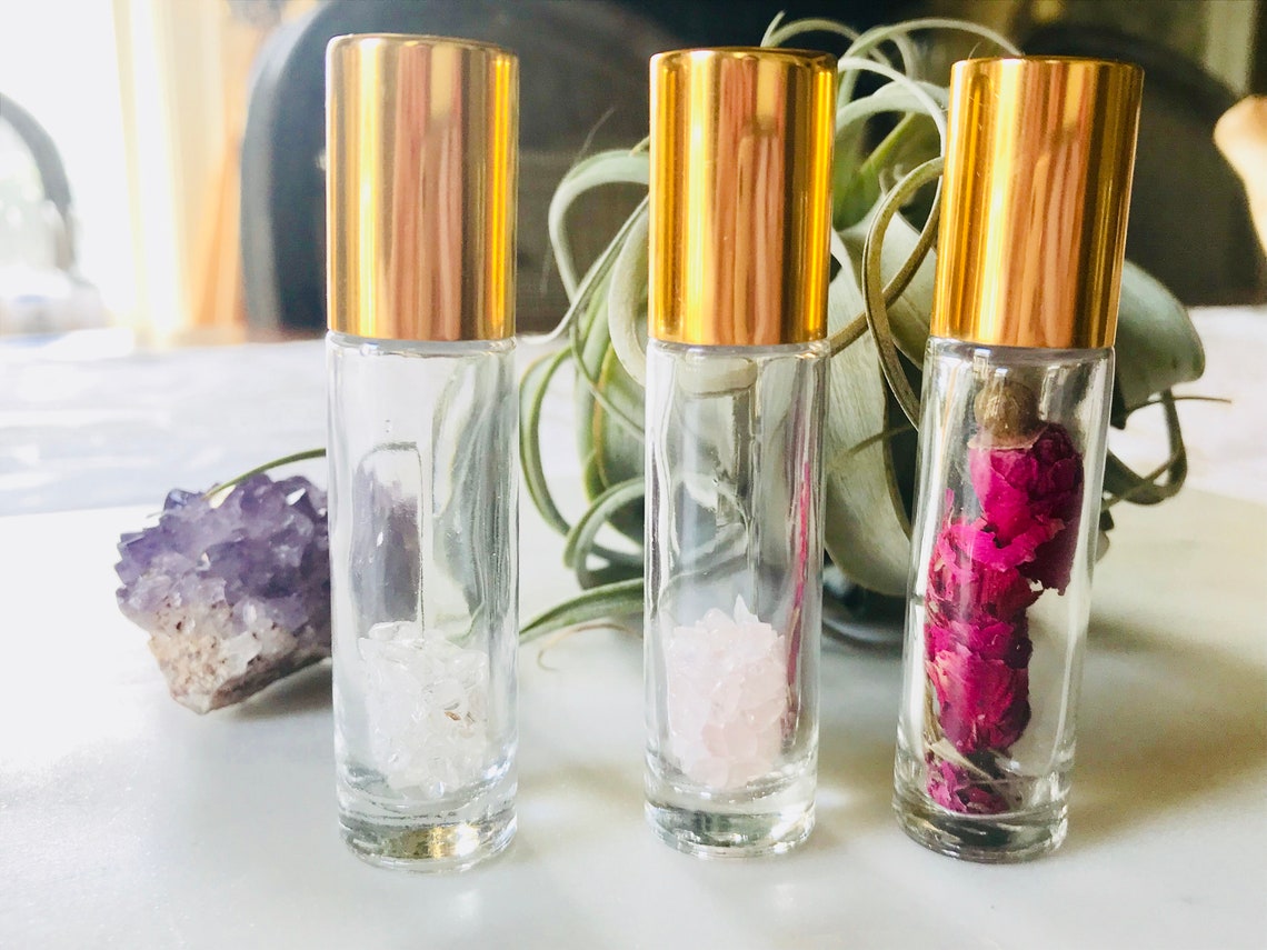 Round Gemstone Roller Bottle Crystal Roller Bottle Essential Etsy UK