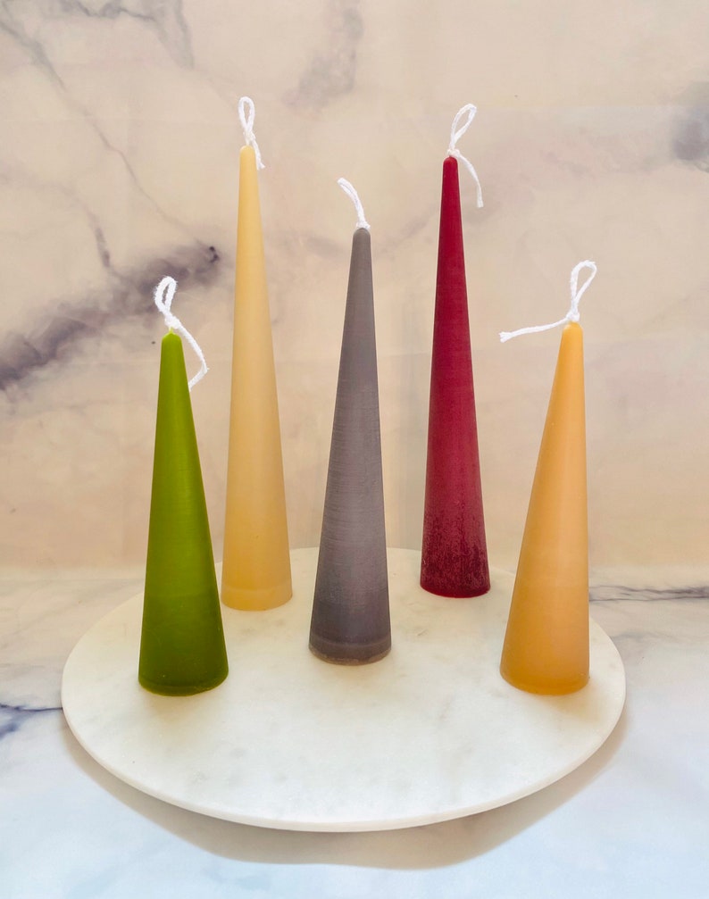 Slim Cone Taper Beeswax Candle, 3 Pack, Neutrals, Candle, Beeswax, Clean Burn, Hand Versed, Home Decor, Trendy, Fall, Holiday, Christmas image 8