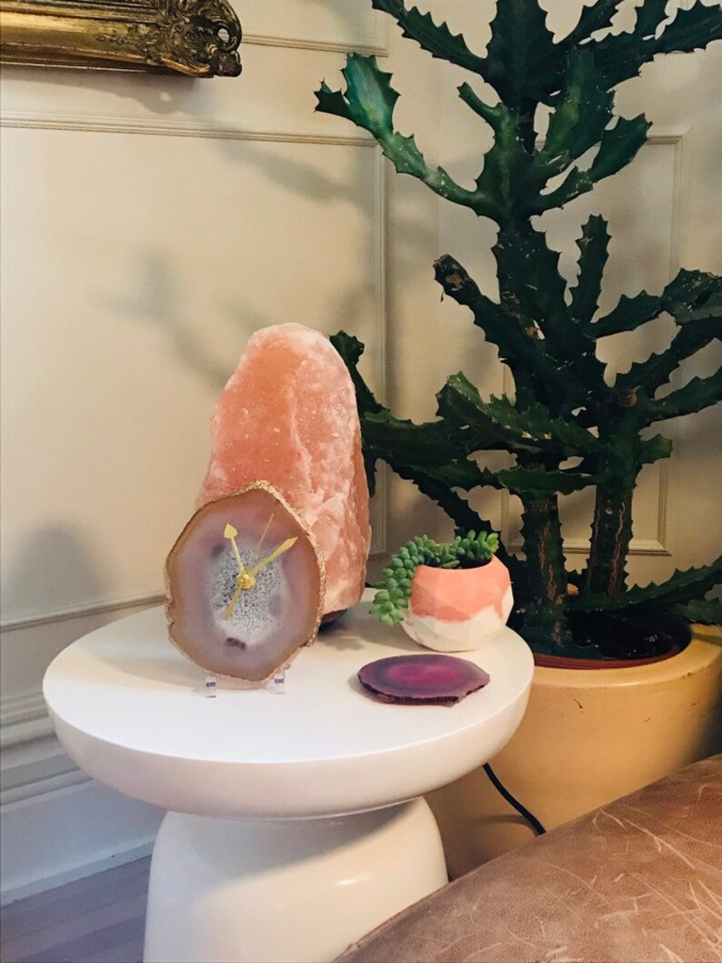 Earth Tones Agate Clock Desk Clock Wall Clock Agate Boho Etsy