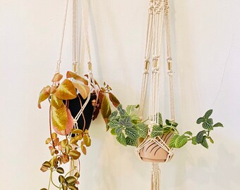 Brass Macramé Plant Hanger, Brass, Rose, Macrame Wall Hanging, Boho, Bohemian, Macrame, Wall Hanging, Fringe, Plant Hanger