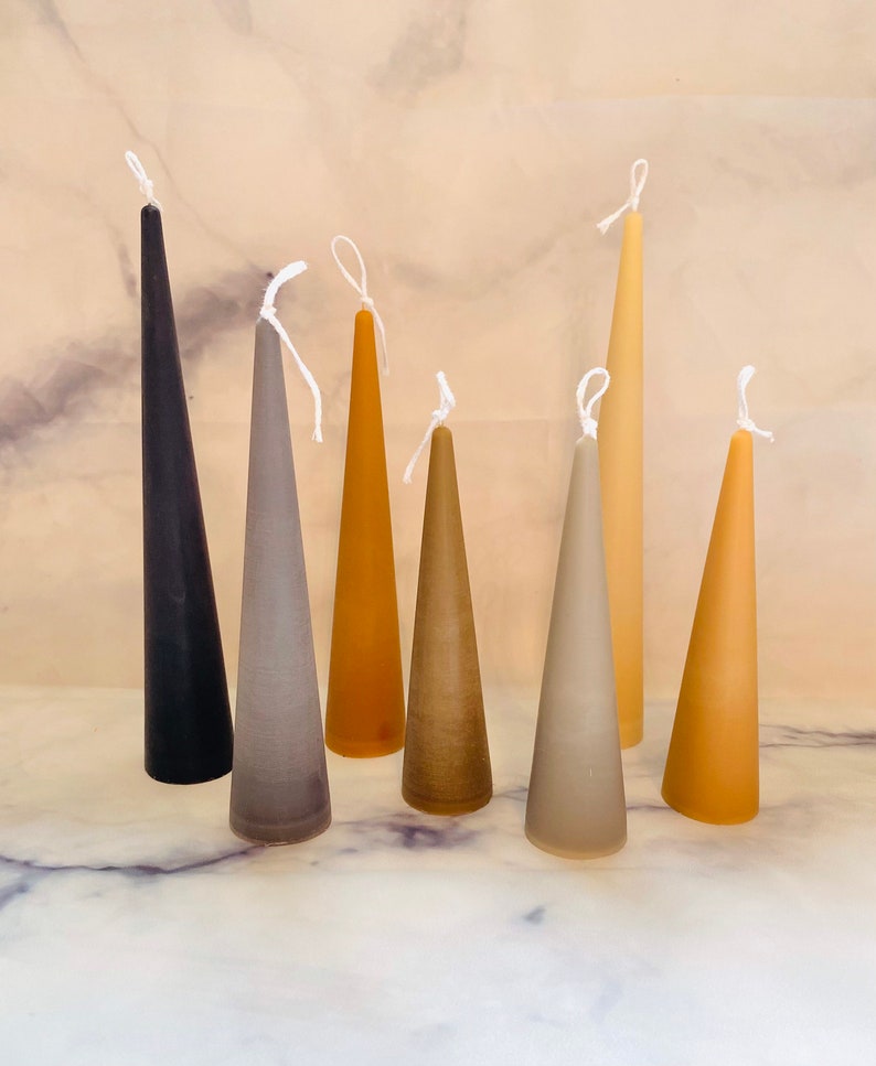 Slim Cone Taper Beeswax Candle, 3 Pack, Neutrals, Candle, Beeswax, Clean Burn, Hand Poured, Home Decor, Trendy, Fall, Holiday, Christmas image 2