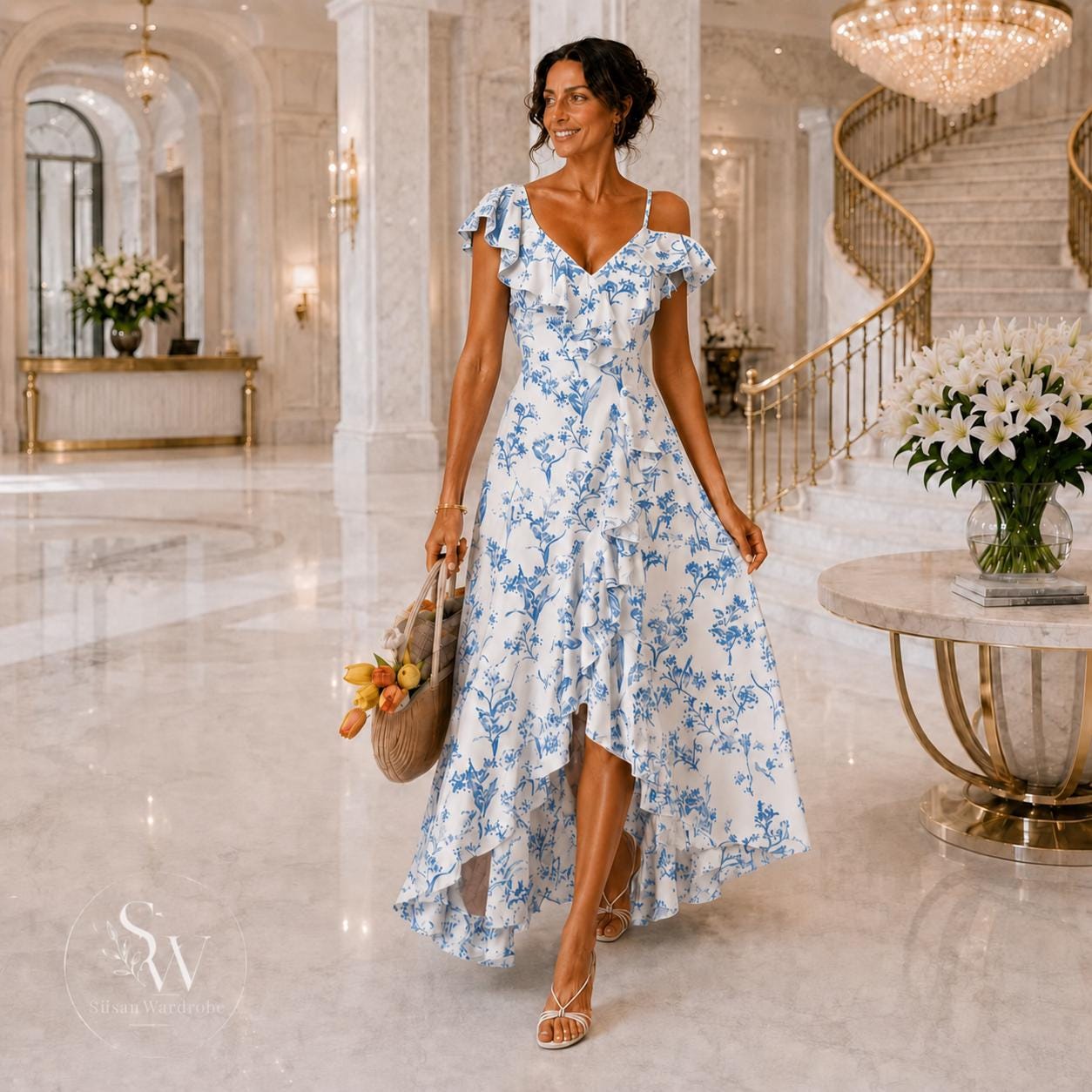 poofy prom dresses V Neck Blue Lace Puffy Long Dresses, Blue Lace Long Puffy Formal – jbydress 23070201 Light Blue Crystal Satin SID-FD13379P2204 Size:US 20Plus  / UK 24 / EU 50