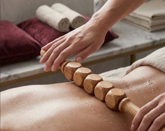 Jecaliz-Ohio therapeutic wooden roller for lymphatic drainage, anti-cellulite, body sculpting massage roller, Gua Sha sets