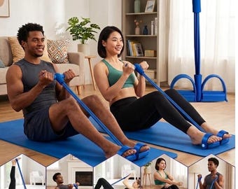 Four-tube pedal tensioner, multifunctional home fitness equipment, yoga, abdominal strengthening, resistance band, tension rope