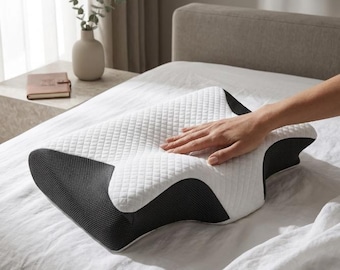 Butterfly memory foam cervical pillow, comfortable slow rebound memory foam sleeping pillow, orthopedic neck massage pillow for bed