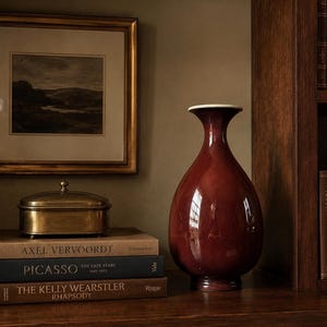 Vintage J.S. Cummings Studio Pottery Vase | Signed 1986 Oxblood Red Ceramic Vase | Handmade Art Pottery | 10 Inch Vase