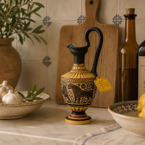 Greek Pottery Hydria Reproduction | Handmade G. Lioulias Corinth Vase | Classical Greek Decor | Museum Replica Amphora | Mediterranean Shelf