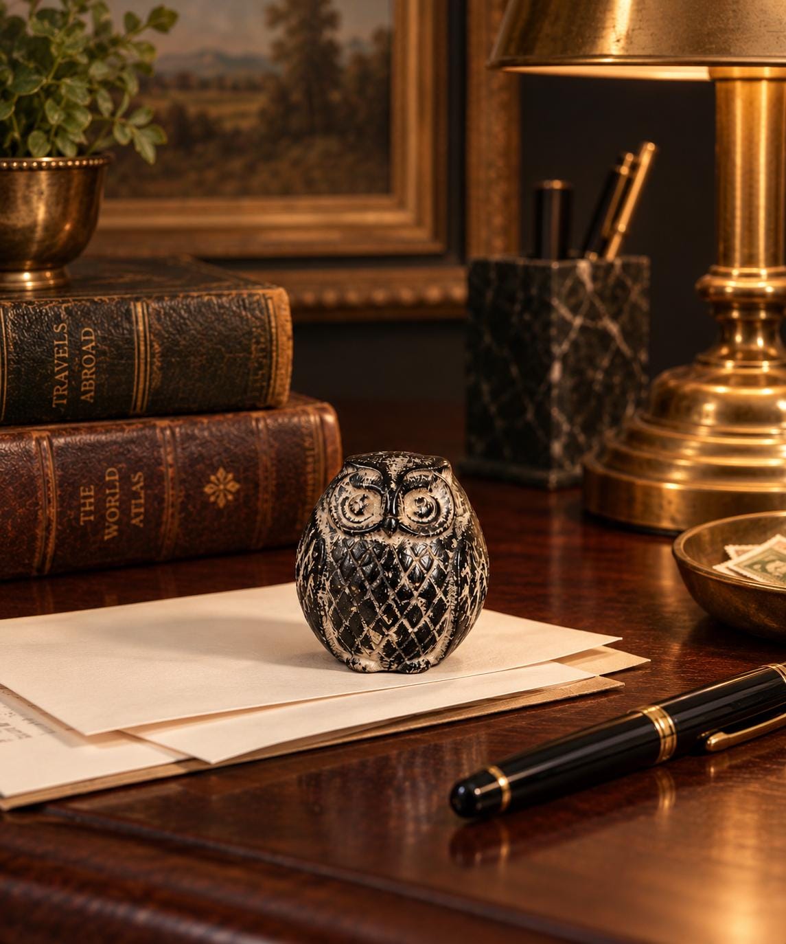 Vintage Nambu Tekki MIYA Owl Paperweight | Cast Iron Sculpture (Made in Japan)